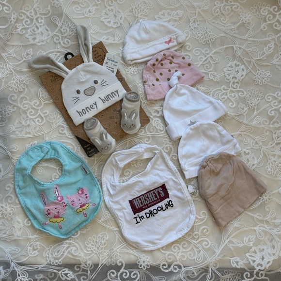 Charming White and Pink Baby Bibs Set - Picture 2 of 10